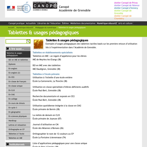 Tablettes & usages pédagogiques - Canopé Académie de Grenoble