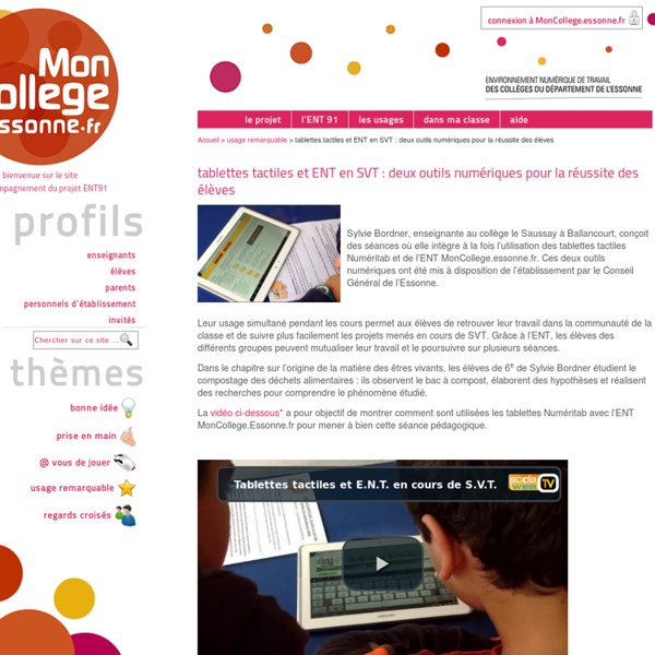 Tablettes tactiles et ENT en SVT : deux outils numériques pour la réussite des élèves