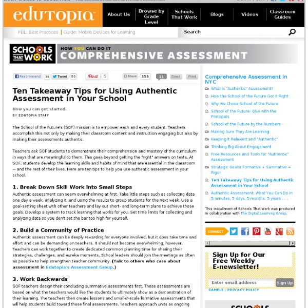 Ten Takeaway Tips for Using Authentic Assessment in Your School