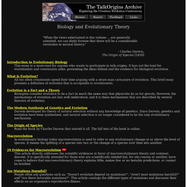 The Talk.Origins Archive: Evolution FAQs