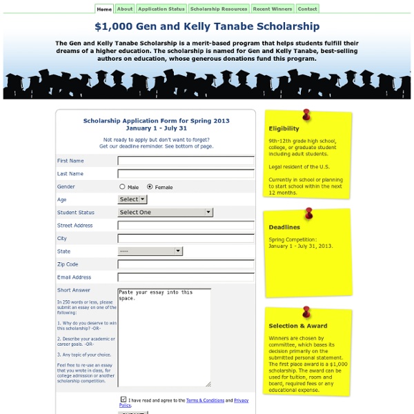 Gen and Kelly Tanabe Scholarship: College Scholarship