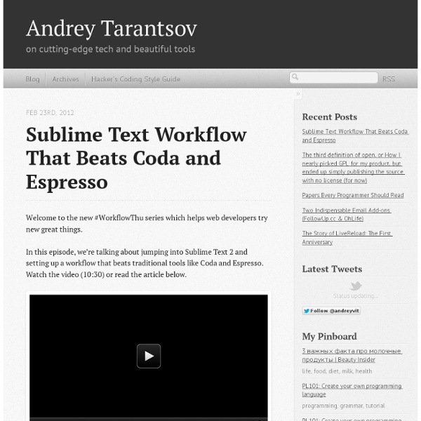 Andrey Tarantsov: Sublime Text Workflow That Beats Coda and Espresso