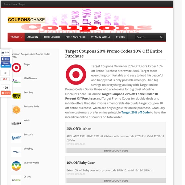 Target Coupons Online For 20% Entire Order