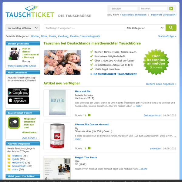 Tauschticket - Tauschbörse: Bücher, DVDs, Musik & Spiele tauschen