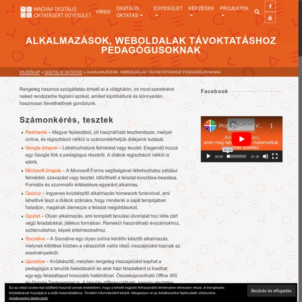 Alkalmazások, weboldalak távoktatáshoz pedagógusoknak – Magyar Digitális Oktatásért Egyesület