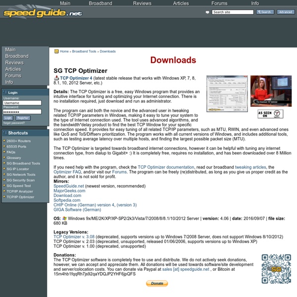 TCP Optimizer / Downloads