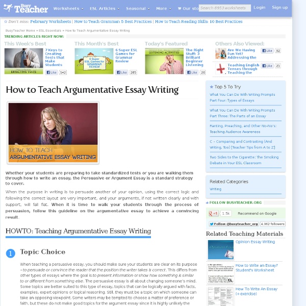 How to Teach Argumentative Essay Writing