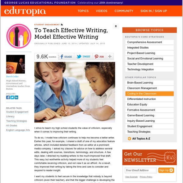 To Teach Effective Writing, Model Effective Writing
