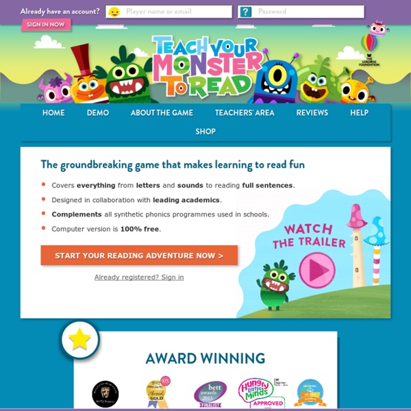 FREE TODAY: Teach Your Monster to Read - the award winning phonics game