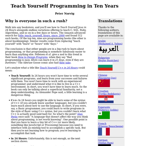 Teach Yourself Programming in Ten Years