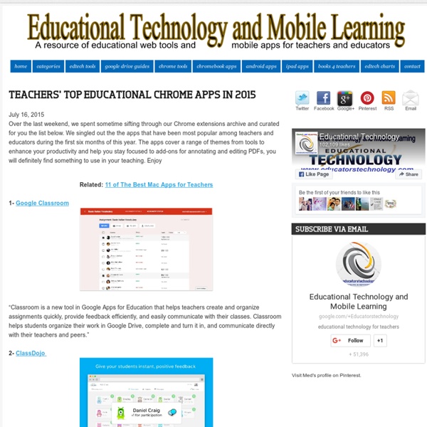 Teachers' Top Educational Chrome Apps in 2015