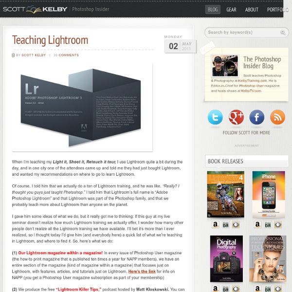 Teaching Lightroom « Scott Kelby's Photoshop Insider Blog » Photoshop & Digital Photography Techniques, Tutorials, Books, Reviews & More