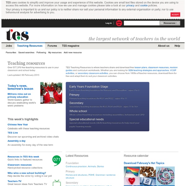 Teaching Resources, Classroom Resources & Lesson Plans TES Resources