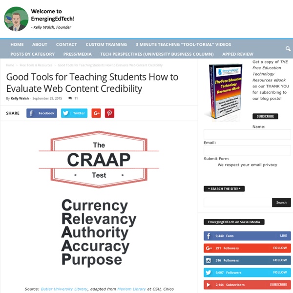 Good Tools for Teaching Students How to Evaluate Web Content Credibility