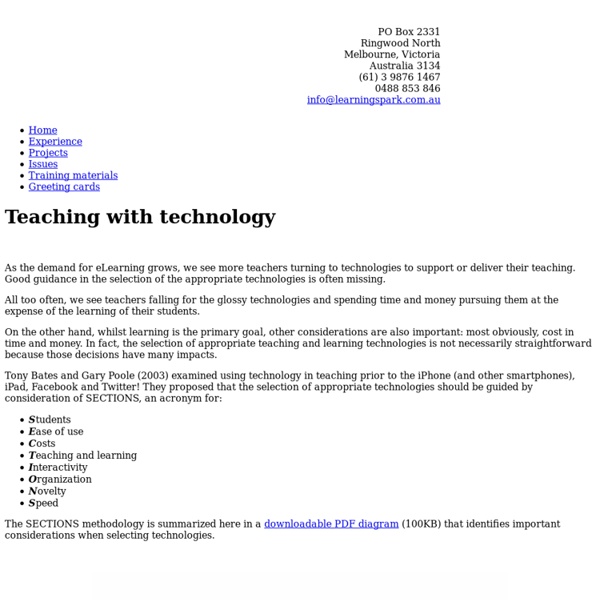 Select teaching technology with SECTIONS