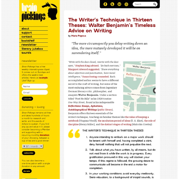 The Writer’s Technique in Thirteen Theses: Walter Benjamin’s Timeless Advice on Writing