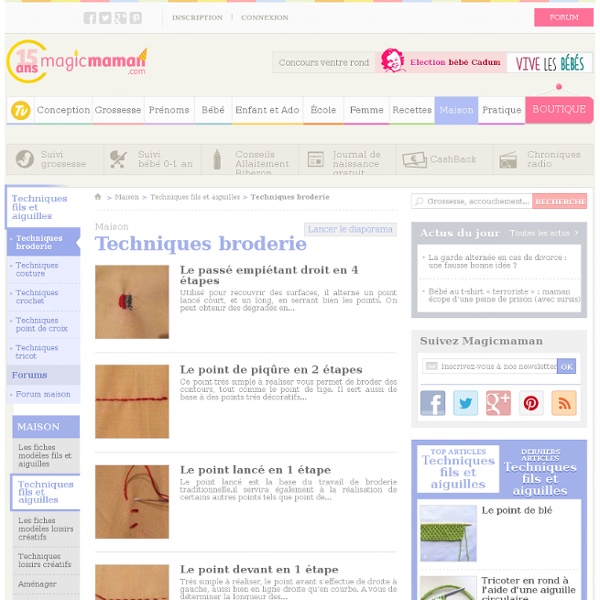 Broderie : apprendre à broder, points de broderie, modèles de borderie, forum broderies