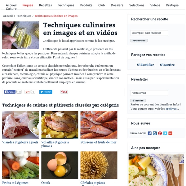 Techniques culinaires en photos et en vidéos - Sommaire des techniques de cuisine par thèmes