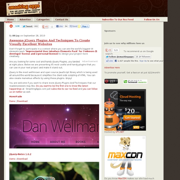 Awesome jQuery Plugins And Techniques To Create Visually Excellent Websites