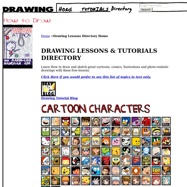 Drawing Techniques & Reference Directory of Lessons & Tutorials with Step by Step Tutorials for How to Draw Cartoons, Comics, Illustrations, & Photo-Realistic Artwork
