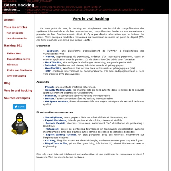 Apprendre le hacking - Techniques de base hacking / sécurité informatique