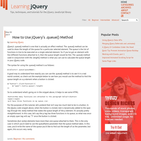 Learning jQuery - Tips, Techniques, Tutorials