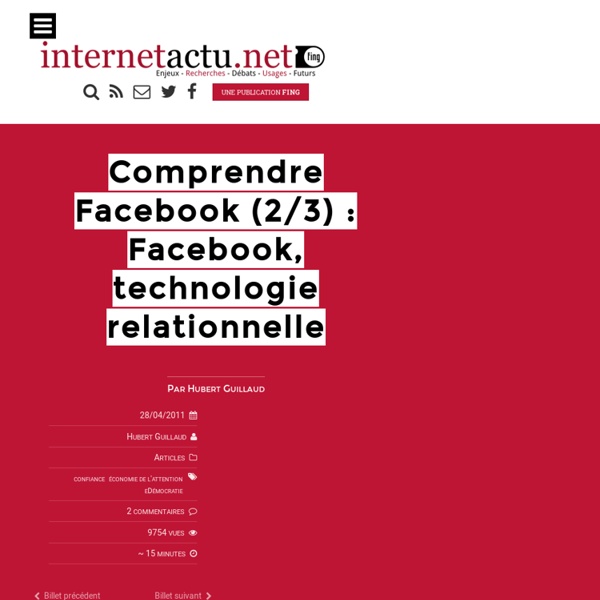 Comprendre Facebook (2/3) : Facebook, technologie relationnelle