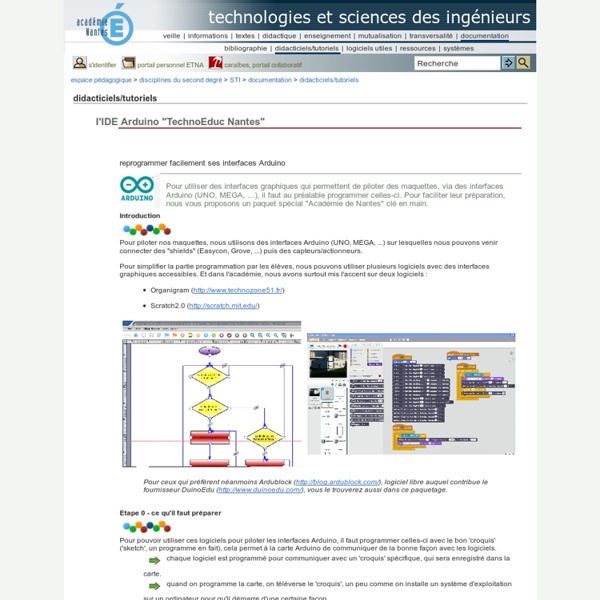Technologies et sciences des ingénieurs - I'IDE Arduino "TechnoEduc Nantes"