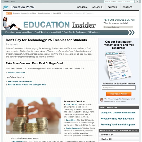 Dont Pay for Technology: 25 Freebies for Students - StumbleUpon