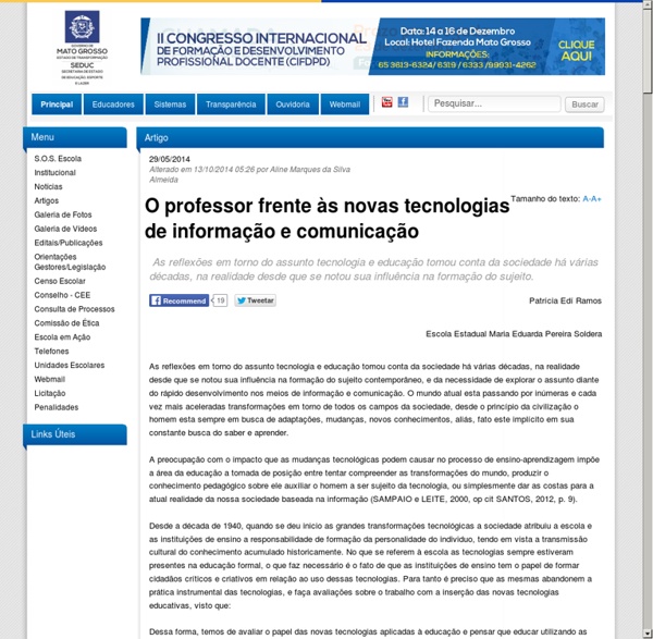 O professor frente às novas tecnologias de informação e comunicação