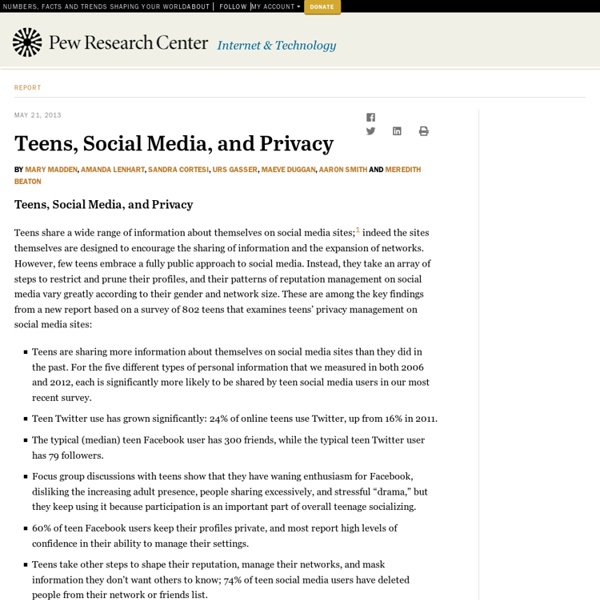 Teens, Social Media, and Privacy
