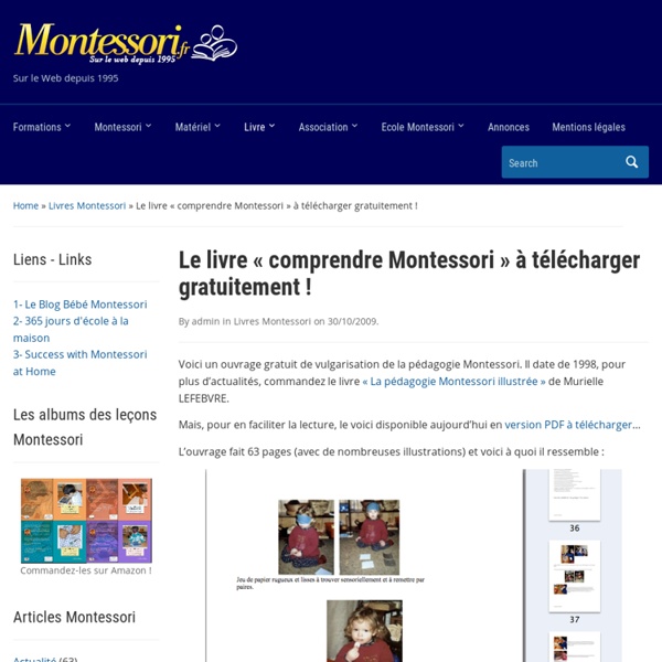 Le livre "comprendre Montessori" à télécharger gratuitement ! - Tout MONTESSORI en FranceTout MONTESSORI en France