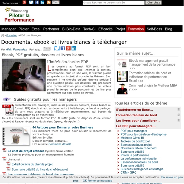 Documents, ebook et livres blancs à télécharger : PDF gratuits, entreprise, management business intelligence