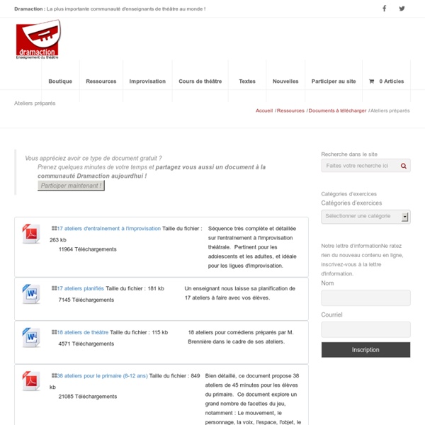 Téléchargez des ateliers de théâtre complets et gratuits