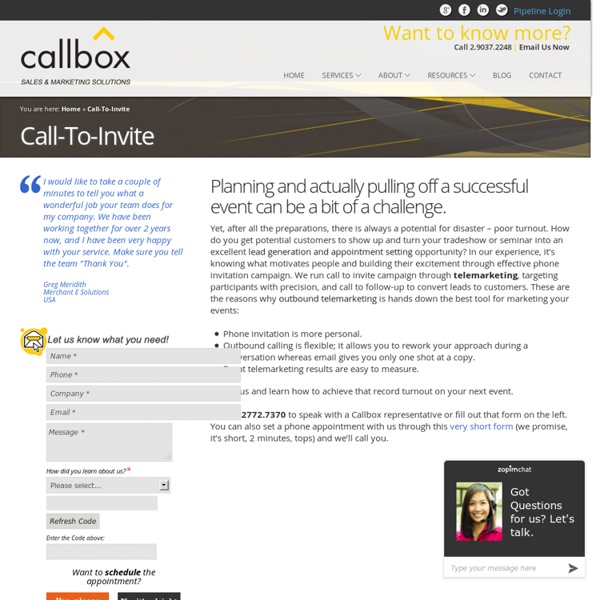 Call-to-Invite Telemarketing - CallboxB2B Lead Generation, Appointment Setting, Telemarketing