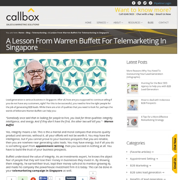 A Lesson From Warren Buffett For Telemarketing In Singapore