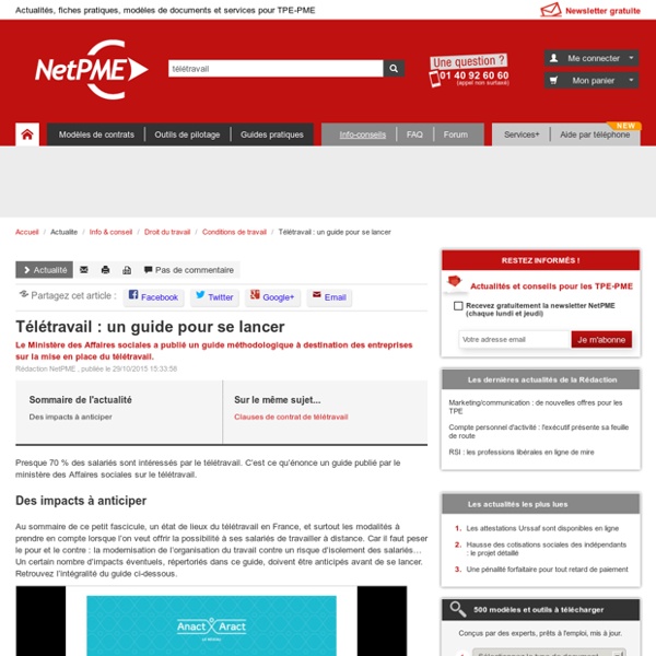 Télétravail : un guide pour se lancer NetPME