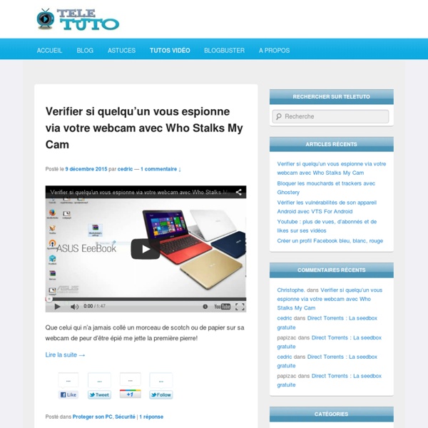 Tuto Video - Tutorial Video - Teletuto - Tutoriels videos gratuits pour apprendre a utiliser son PC