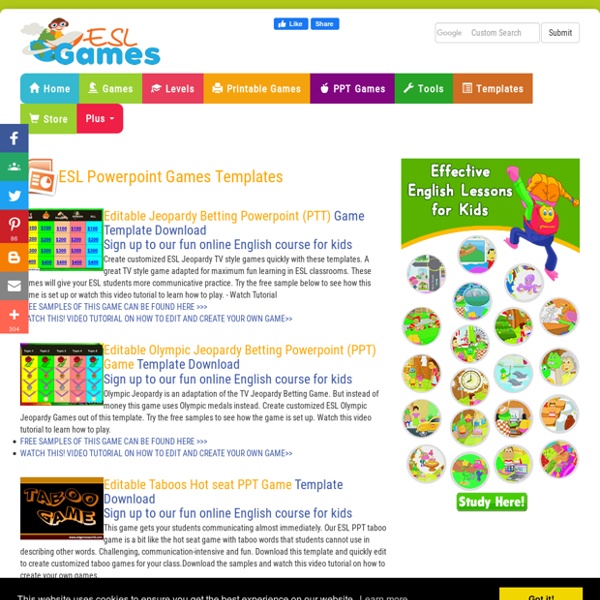 ESL Activity Templates, Customizable ESL Board Games, ESL PPT Games Templates