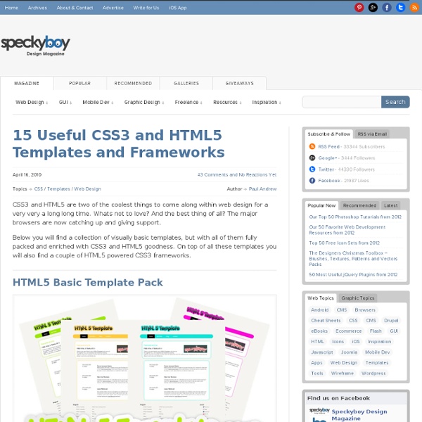 15 Useful CSS3 and HTML5 Templates and Frameworks