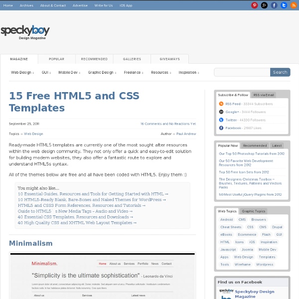 15 Free HTML5 and CSS Templates