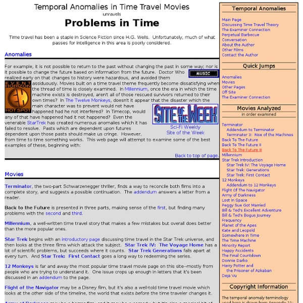 Temporal Anomalies in Popular Time Travel Movies