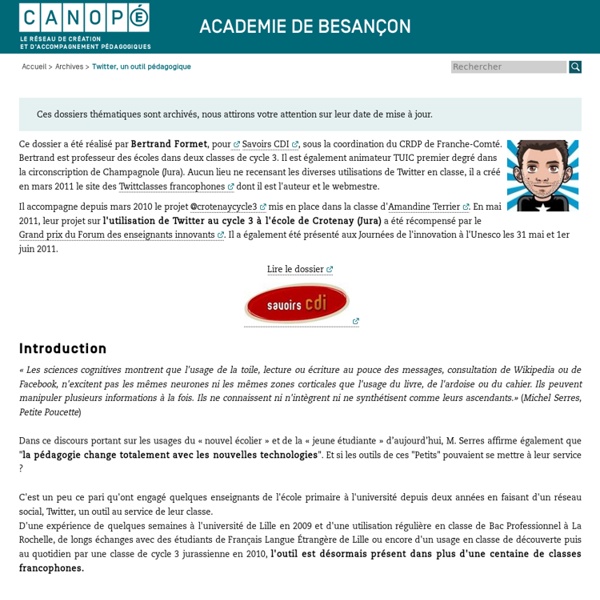 Canopé académie de Besançon : Twitter, un outil pédagogique