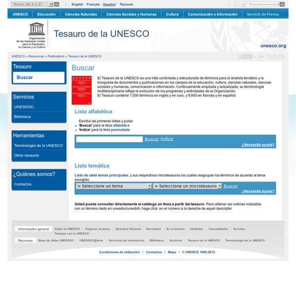 Tesauro de la UNESCO - términos en inglés, francés, español y ruso.