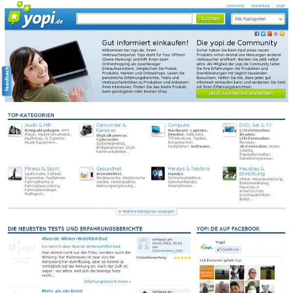 Testberichte und Preisvergleich bei yopi.de
