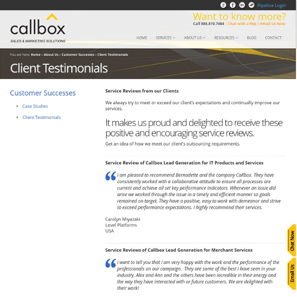 Client Testimonials - Callbox Sales and Marketing