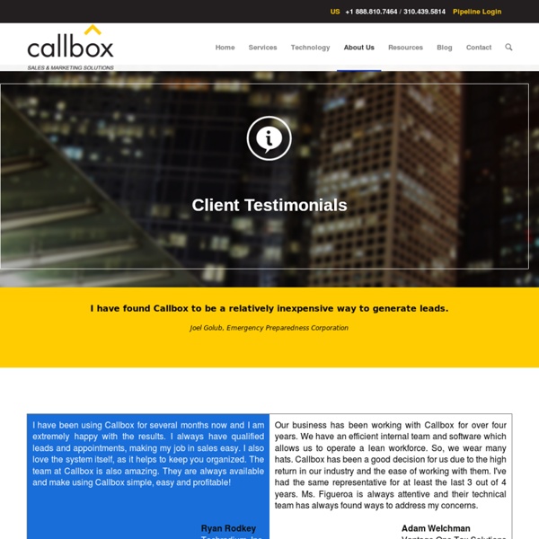 Client Testimonials - Callbox Sales and MarketingB2B Lead Generation Company in Malaysia