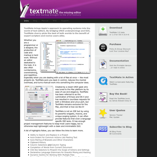 TextMate — The Missing Editor for Mac OS X