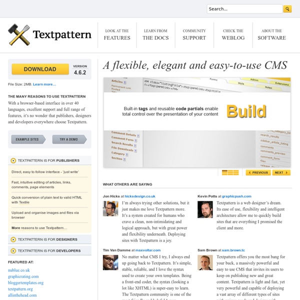 Textpattern CMS ­ A flexible, elegant and easy-to-use content management system