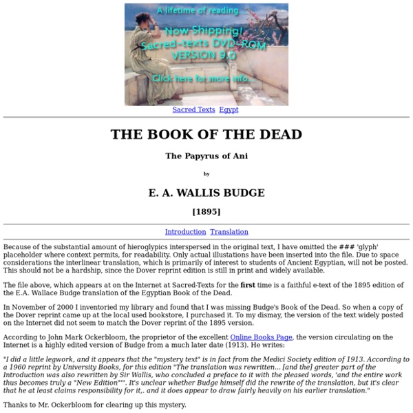 The Egyptian Book of the Dead Index
